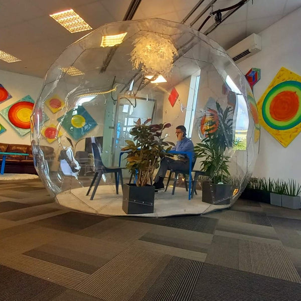 Aura Dome Bubble used as an indoor office meeting room