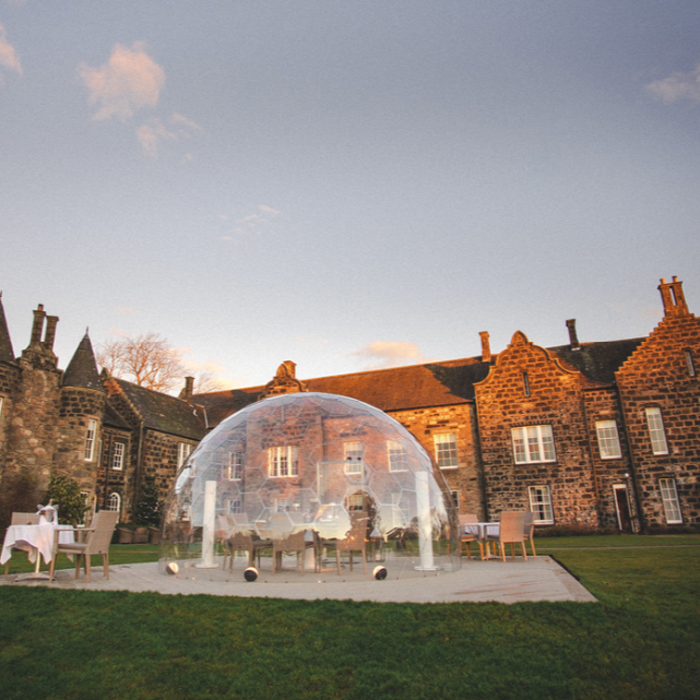 9m Aura Dome outside a Manor House Hotel