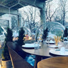 3.6m Aura Dome restaurant with modern seating and white plates set for dinner