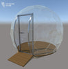 CAD drawing of a 3.5m Perspex Dome with Glass door and wooden floor