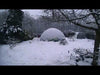 4.5m outdoor perspex dome covered with snow that melts  during the winter