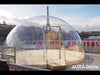 Pop up Cafe - 4.5m outdoor perspex dome with glass door and oak wooden flooring and the Eiffel Tower as a backdrop
